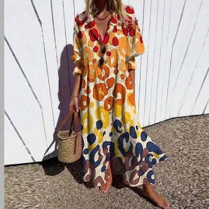 Natasha | Women's Boho Floral Wide Cut Maxi Dress
