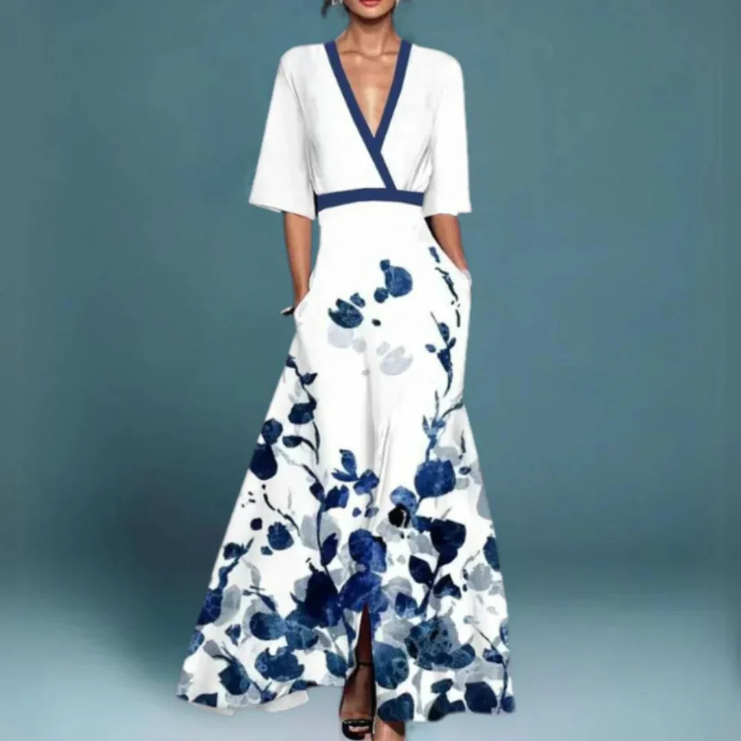 Charlotte | Women's Floral Printed V-Neck Maxi Dress