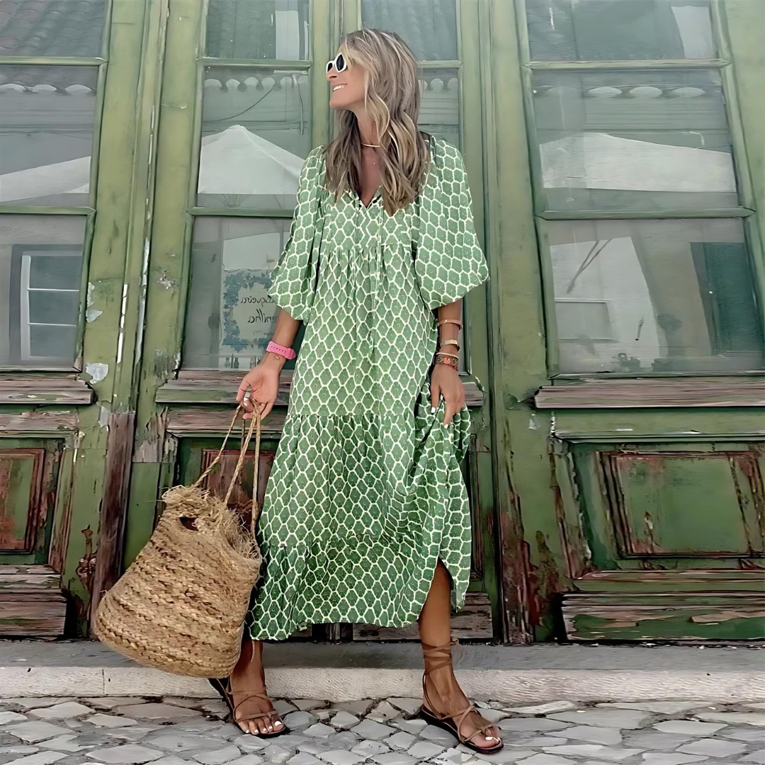 Kathleen | Women's V-Neck Flowy Spring Maxi Dress