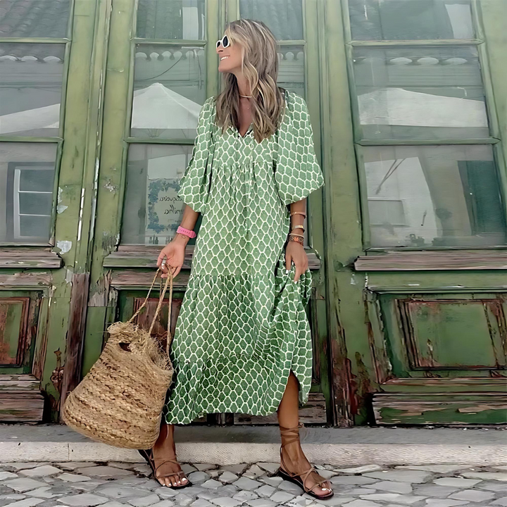 Kathleen | Women's V-Neck Flowy Spring Maxi Dress