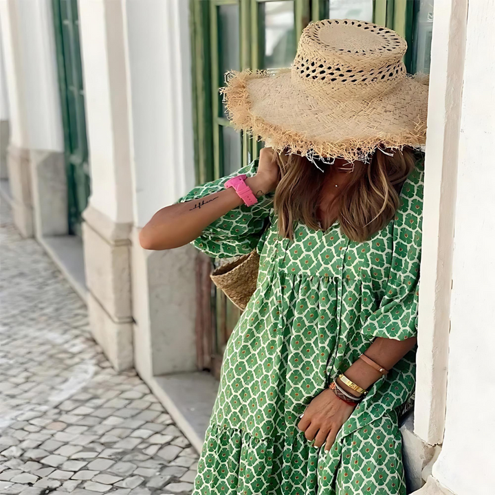 Kathleen | Women's V-Neck Flowy Spring Maxi Dress