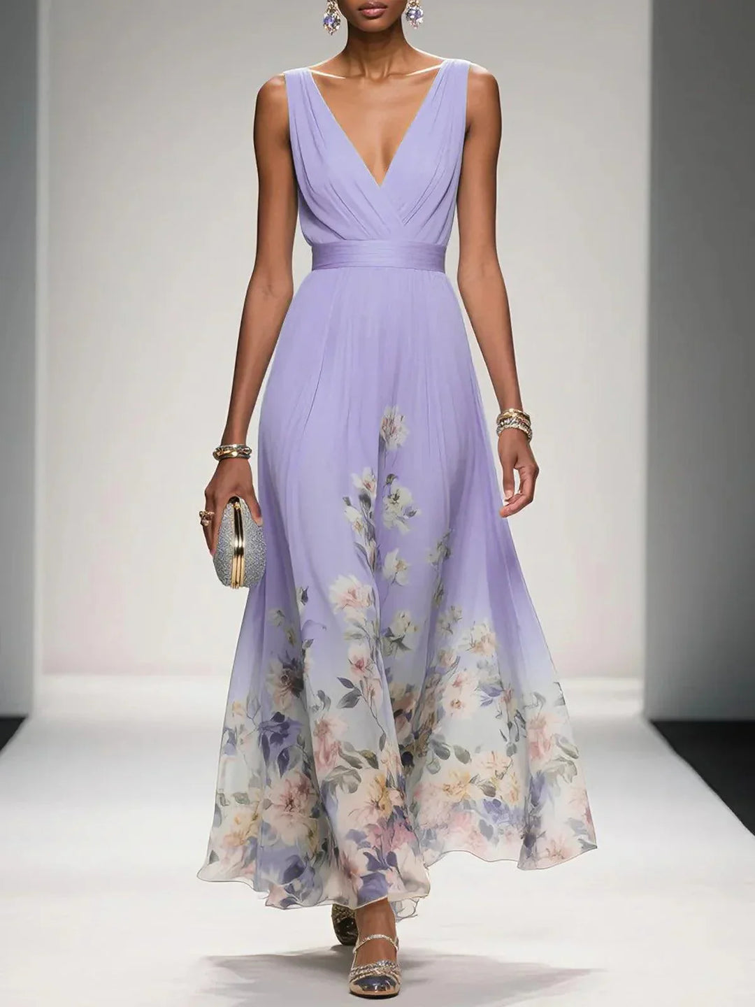 Elena | Women's Sleeveless V-Neck Maxi Dress