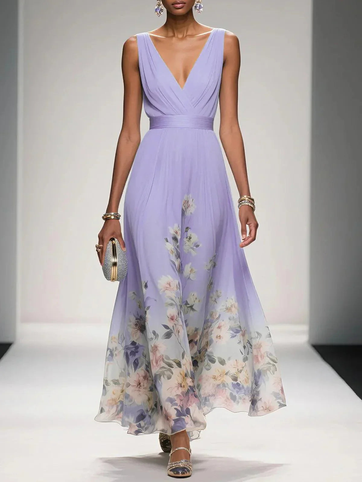 Elena | Women's Sleeveless V-Neck Maxi Dress
