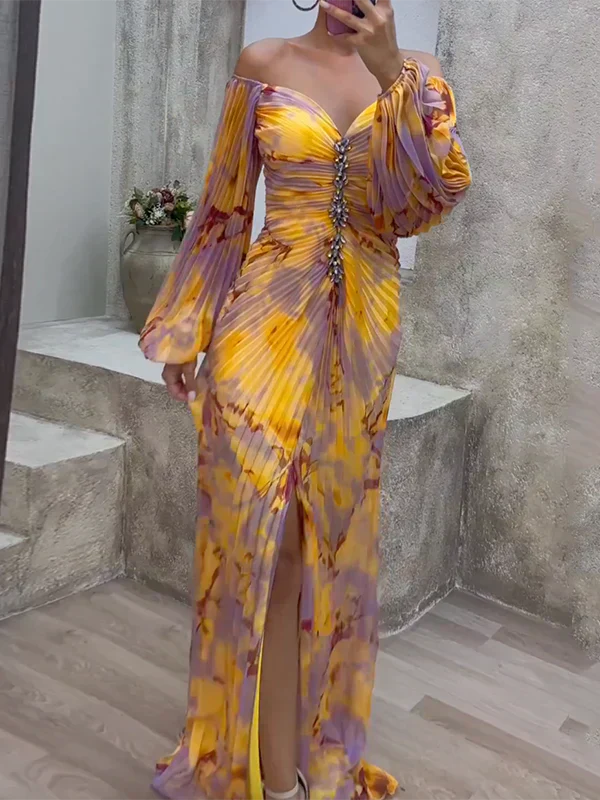 Rebecca | Women's Floral Long Sleeve V-Neck Maxi Dress