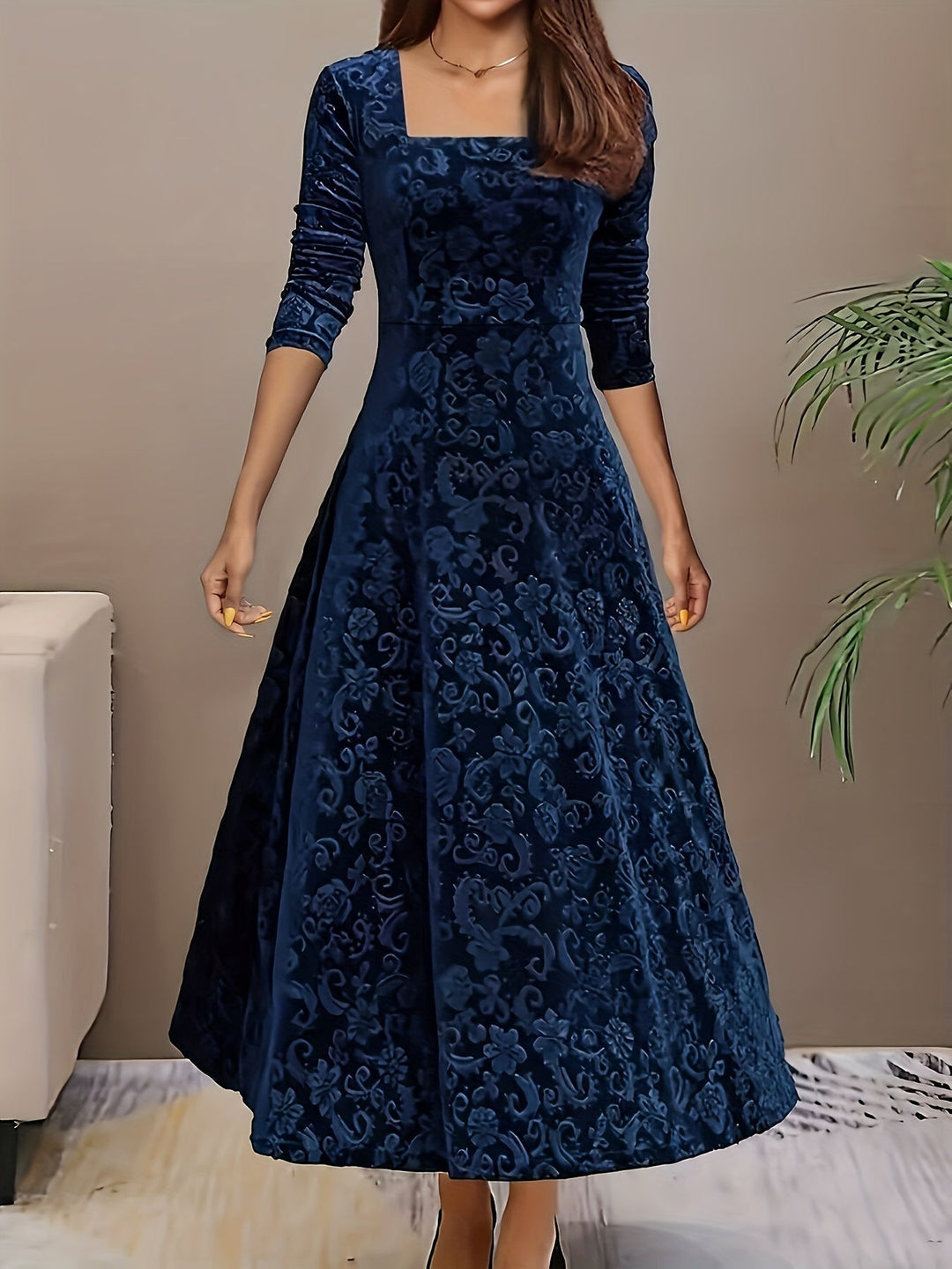 Elena | Women's Floral Summer Flared Midi Dress