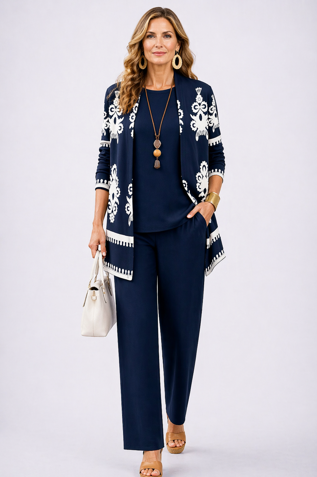 Abigail | Women's Embroidered Open-Front Three-Piece Set