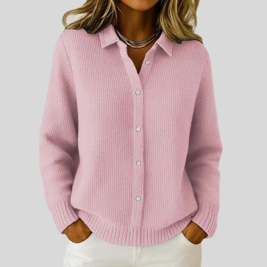 Abigail | Women's Soft Button-Up Classic Collar Cardigan