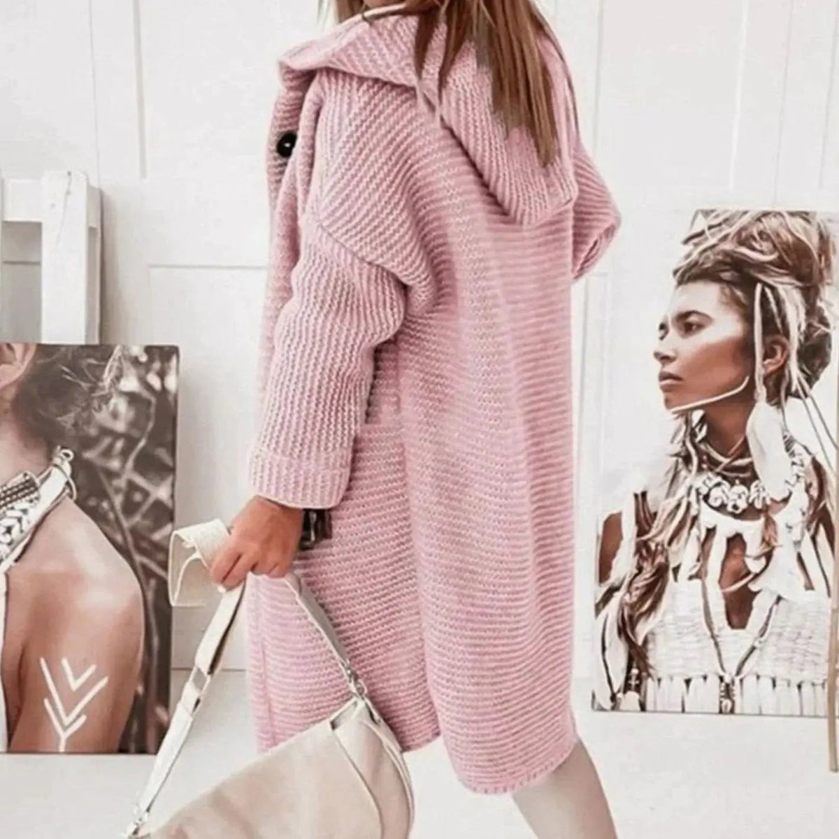 Alice | Women's Hooded Button-Front Longline Cardigan