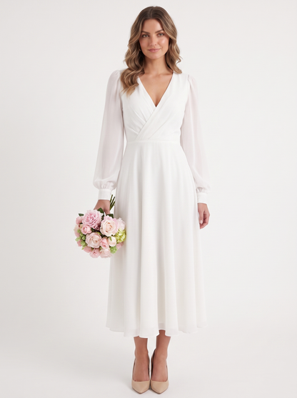 Alice | Women's Long-Sleeved V-Neck Midi Dress