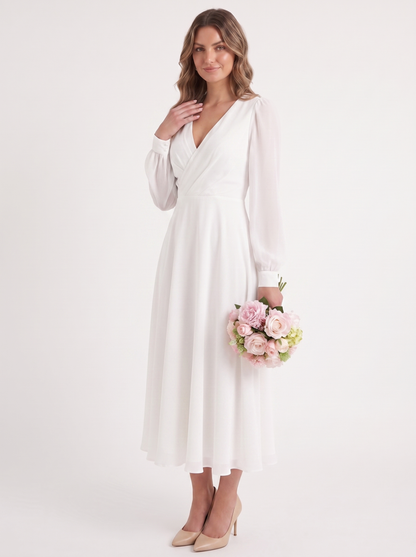 Alice | Women's Long-Sleeved V-Neck Midi Dress
