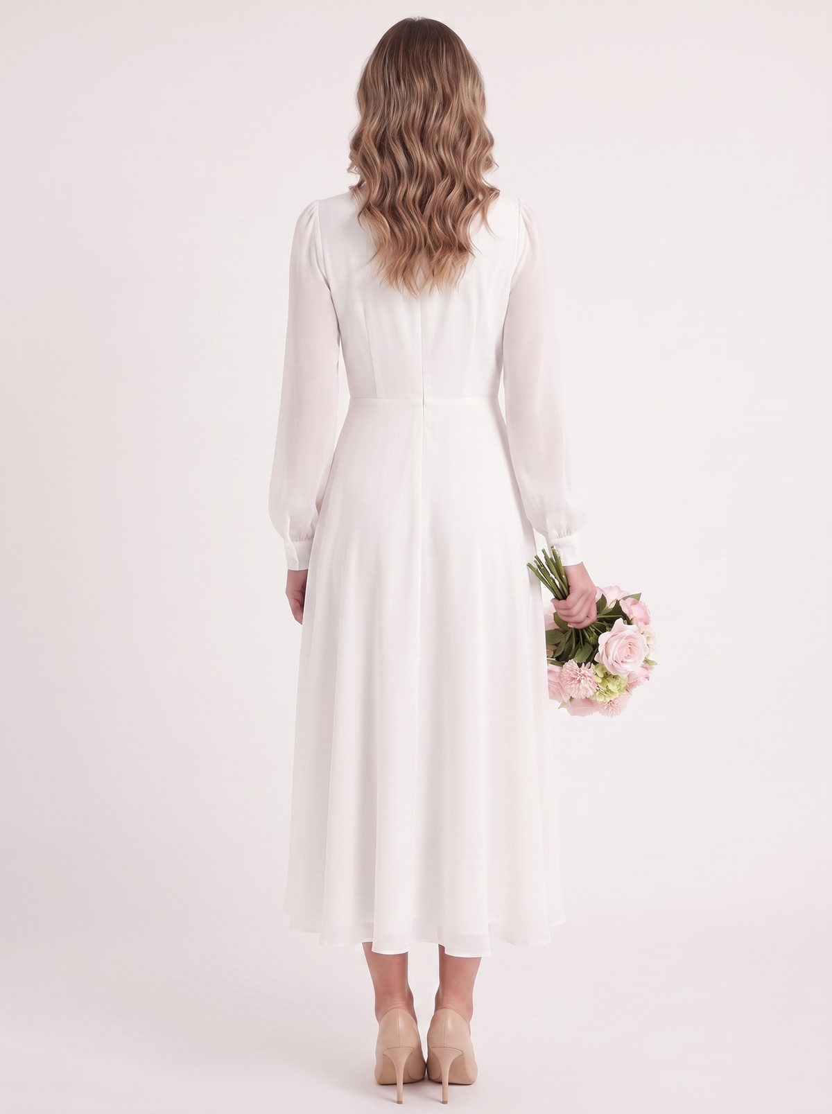 Alice | Women's Long-Sleeved V-Neck Midi Dress