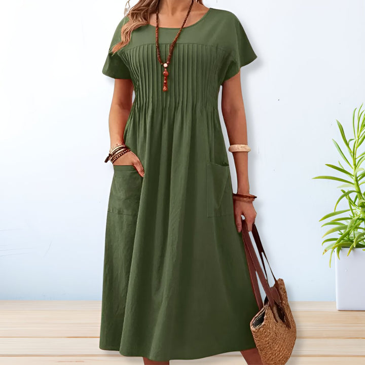 Daisy | Women's Relaxed Fit Round Neck Midi Dress