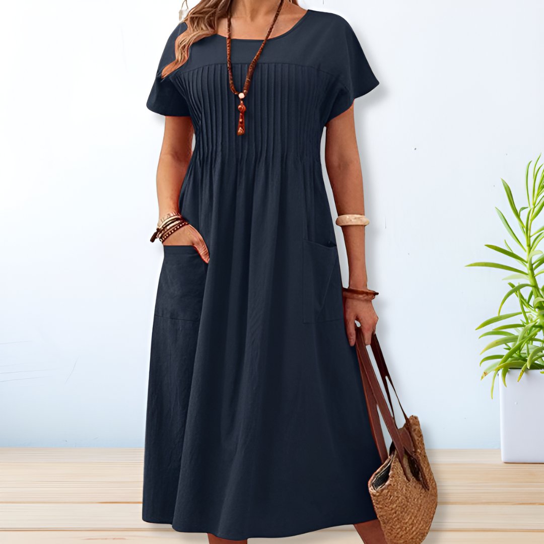 Daisy | Women's Relaxed Fit Round Neck Midi Dress