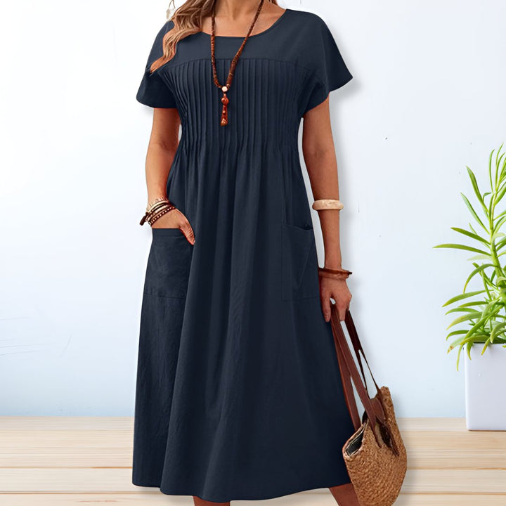 Daisy | Women's Relaxed Fit Round Neck Midi Dress