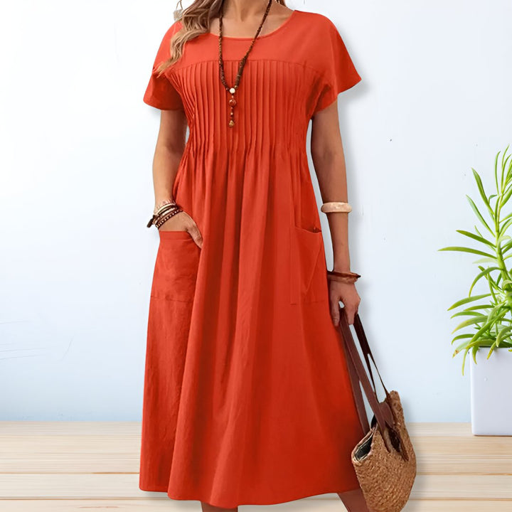 Daisy | Women's Relaxed Fit Round Neck Midi Dress