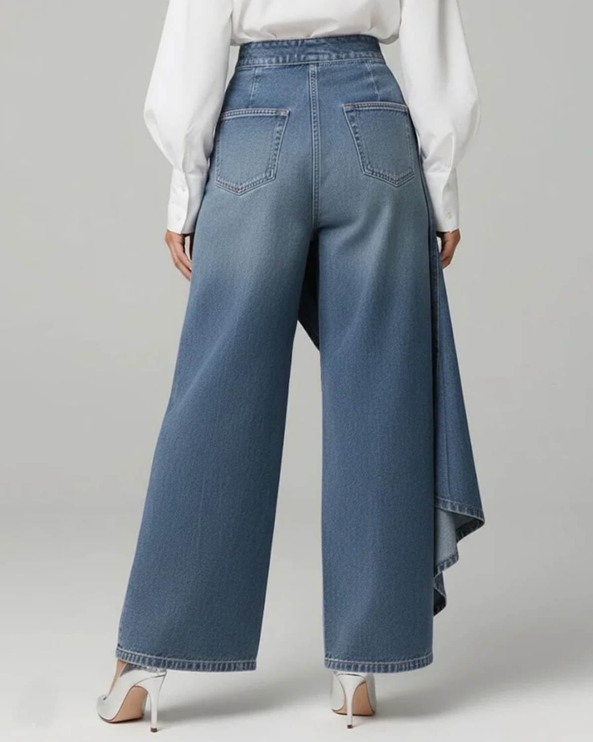 Alison | Women's Wide-Leg Button-Front Denim Trousers
