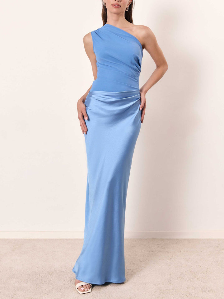 Phoebe | Women's One-Shoulder Pleated Maxi Dress
