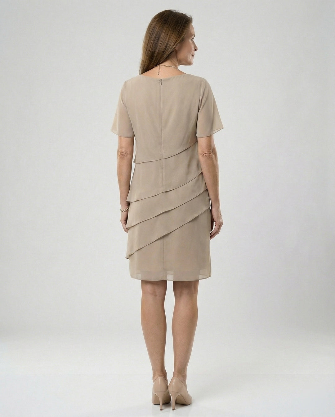 Clara | Women's Layered Short Sleeve Knee-Length Dress