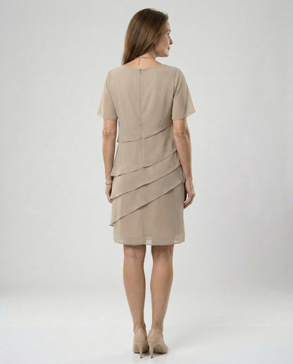 Clara | Women's Layered Short Sleeve Knee-Length Dress