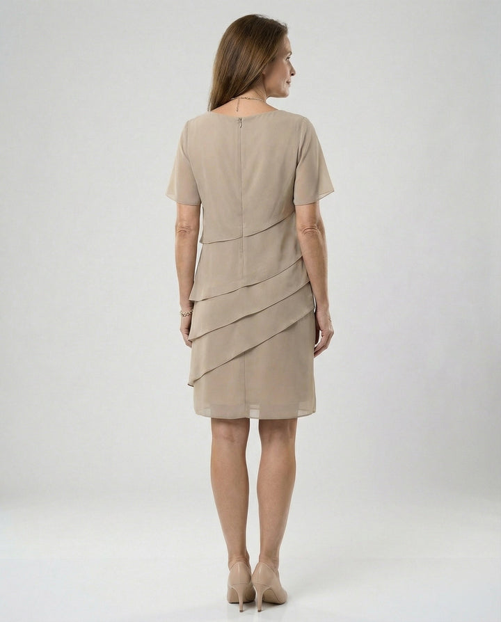 Clara | Women's Layered Short Sleeve Knee-Length Dress