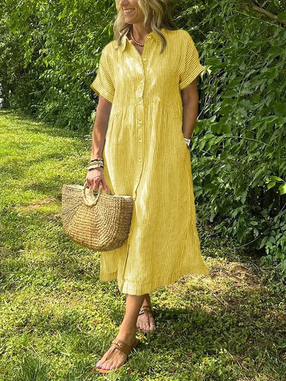 Georgia | Women's Summer Striped Buttoned Shirt Dress