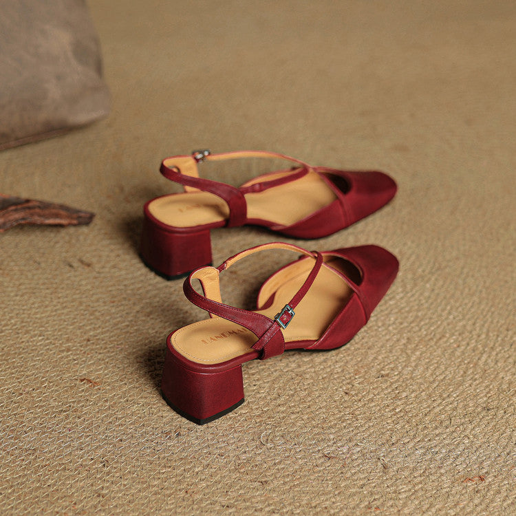 Claire | Women's Vintage Cross-Strap Low Block Heels