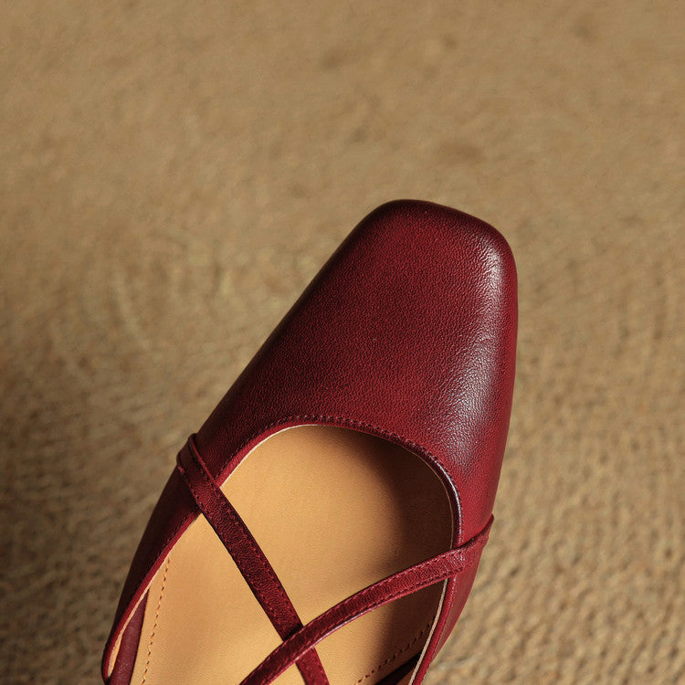 Claire | Women's Vintage Cross-Strap Low Block Heels