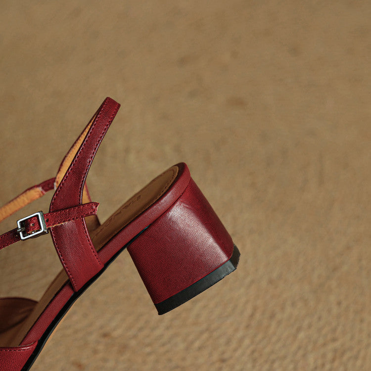 Claire | Women's Vintage Cross-Strap Low Block Heels