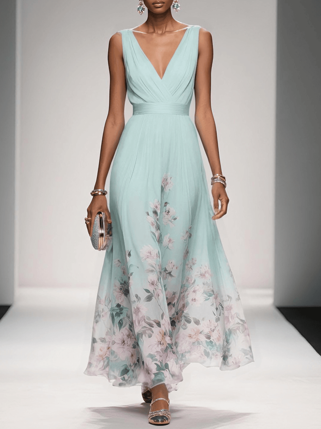 Elena | Women's Sleeveless V-Neck Maxi Dress