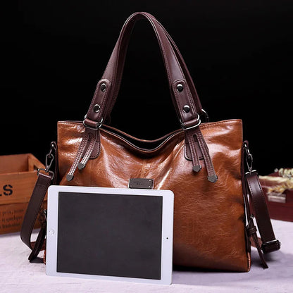 Diana | Women's Refined Soft Leather Tote Bag with Crossbody Strap