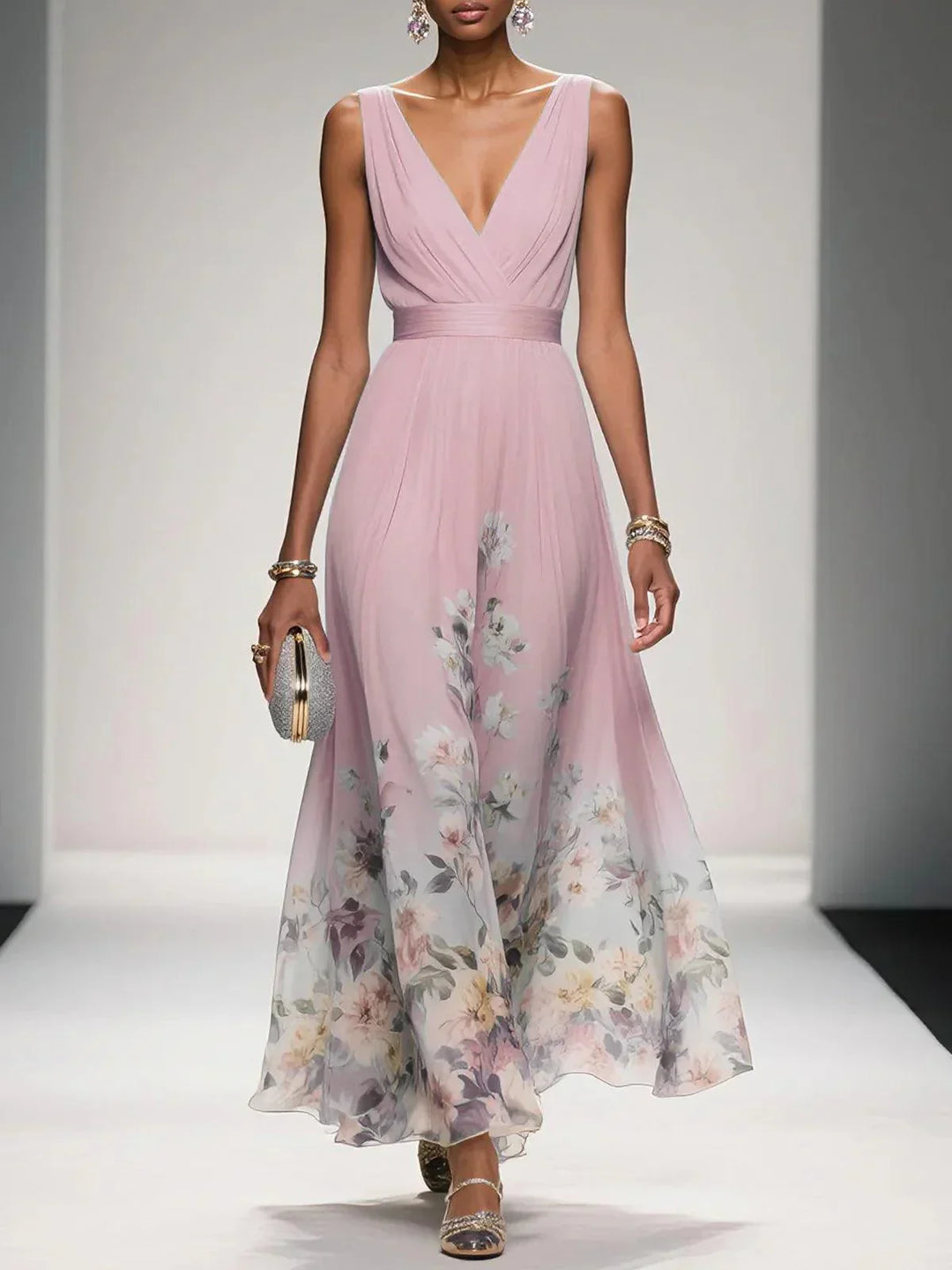 Elena | Women's Sleeveless V-Neck Maxi Dress