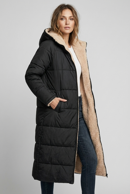 Emily | Women's Quilted Hooded Sherpa-Lined Coat