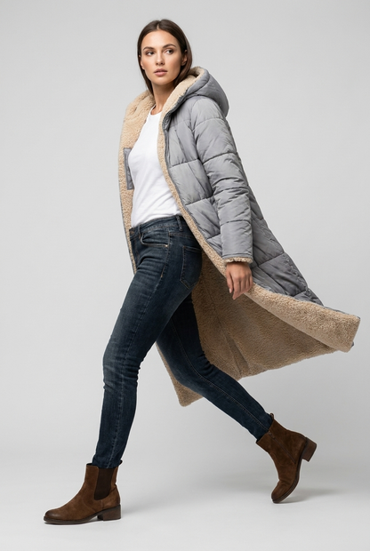 Emily | Women's Quilted Hooded Sherpa-Lined Coat