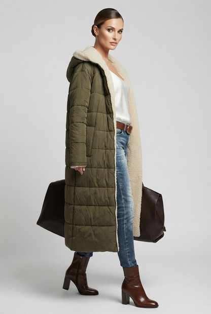 Emily | Women's Quilted Hooded Sherpa-Lined Coat