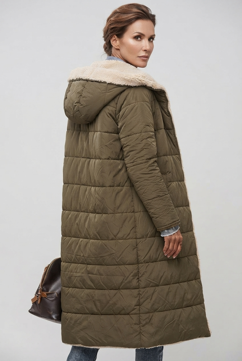 Emily | Women's Quilted Hooded Sherpa-Lined Coat