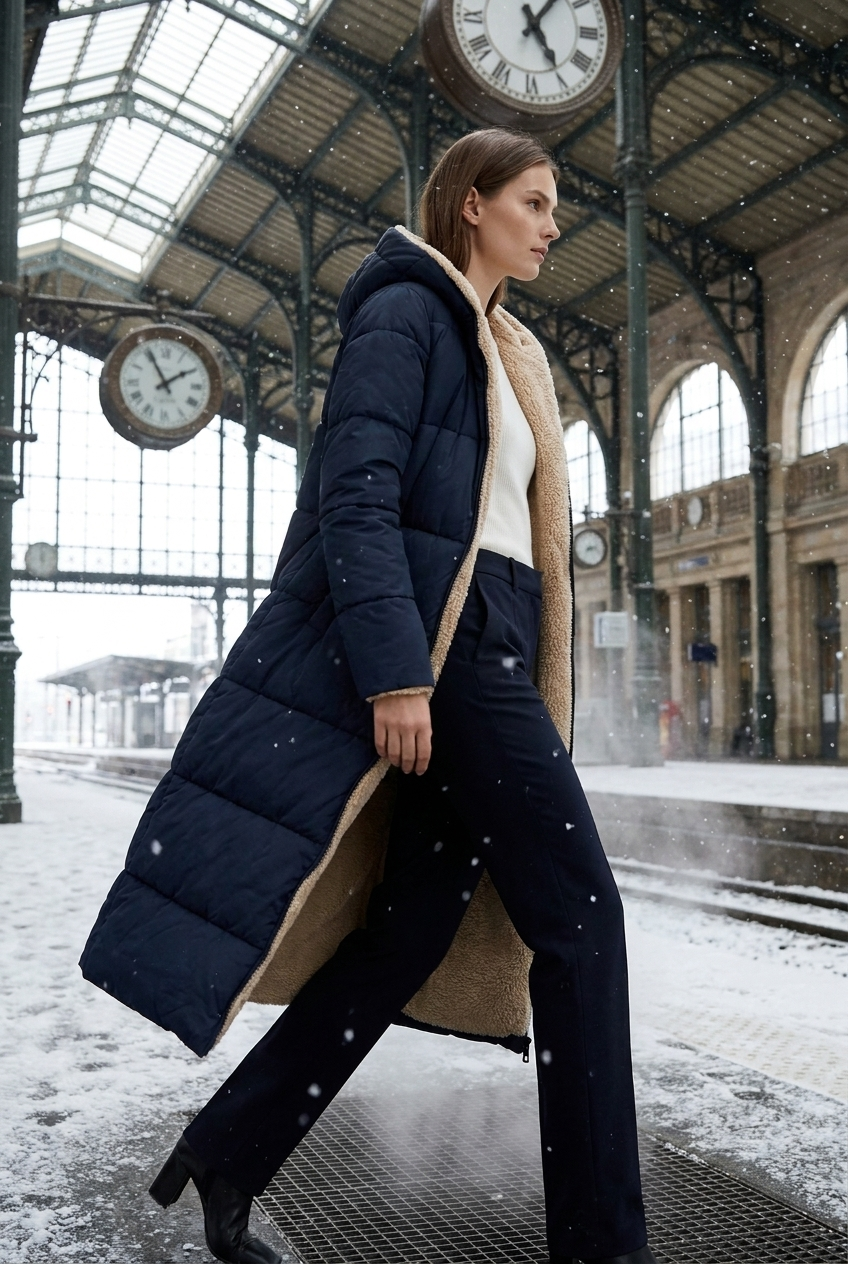 Emily | Women's Quilted Hooded Sherpa-Lined Coat