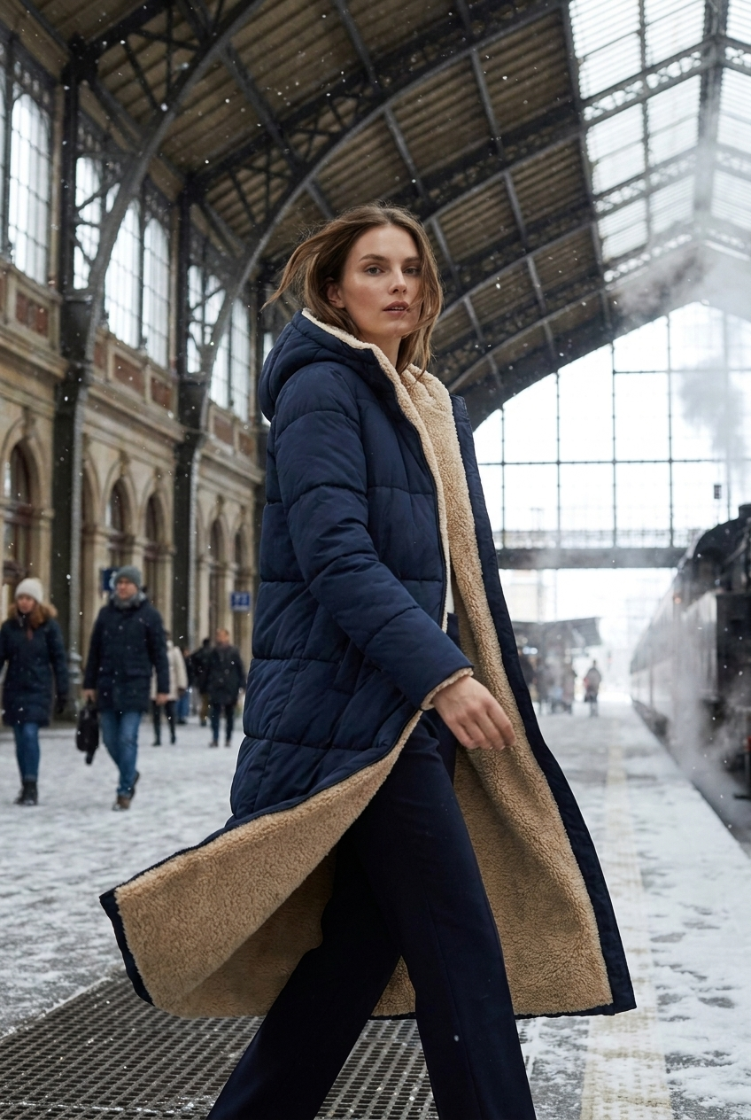 Emily | Women's Quilted Hooded Sherpa-Lined Coat