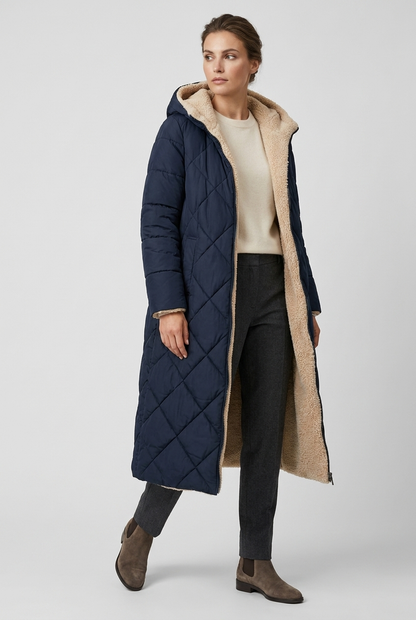 Emily | Women's Quilted Hooded Sherpa-Lined Coat
