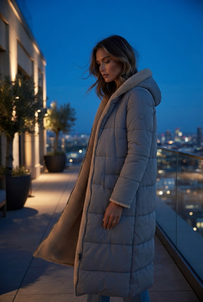 Emily | Women's Quilted Hooded Sherpa-Lined Coat
