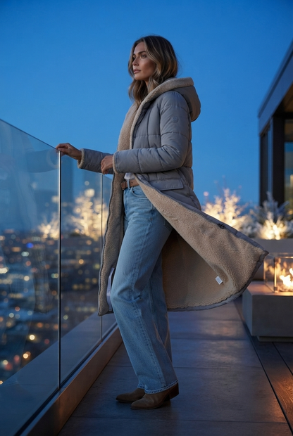 Emily | Women's Quilted Hooded Sherpa-Lined Coat