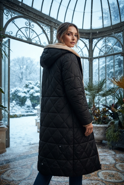 Emily | Women's Quilted Hooded Sherpa-Lined Coat
