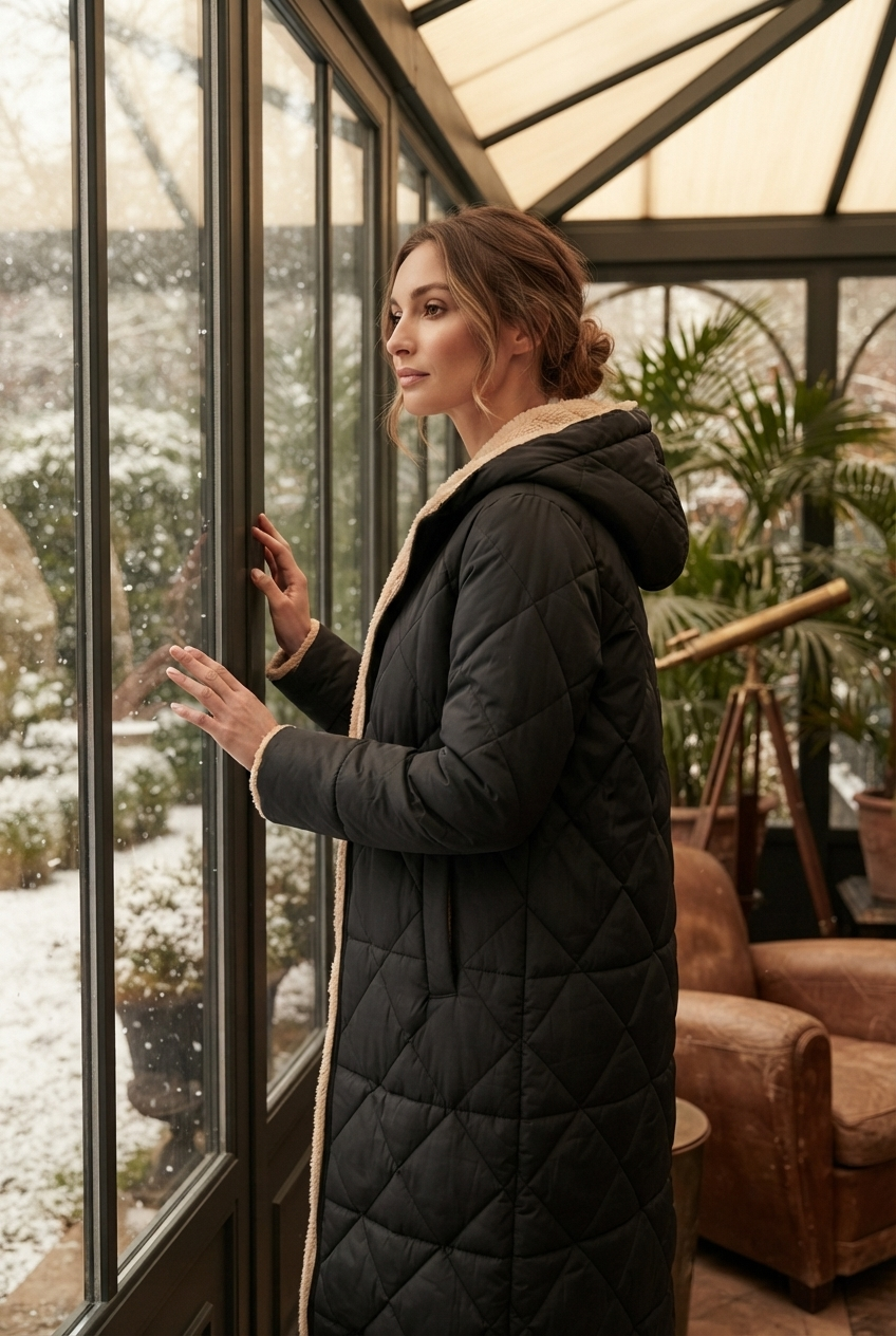 Emily | Women's Quilted Hooded Sherpa-Lined Coat