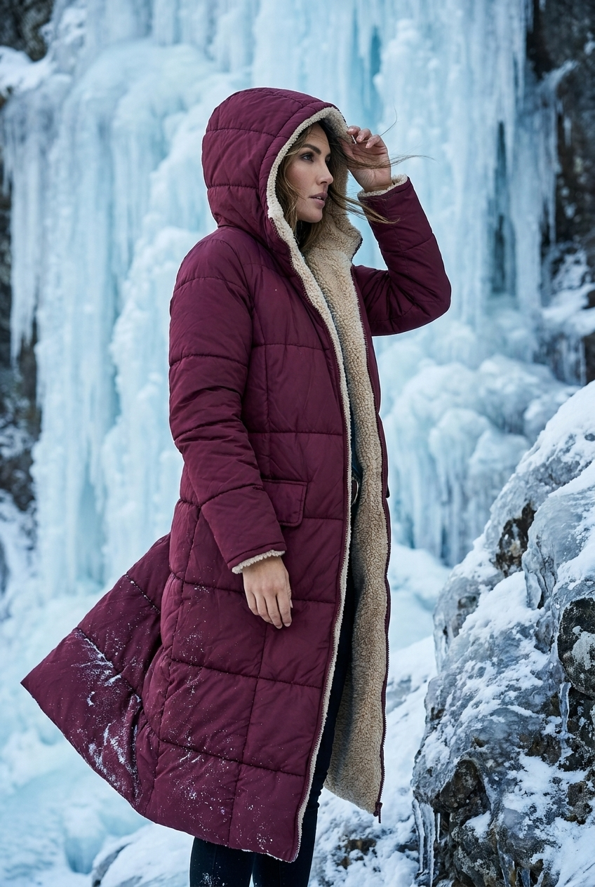 Emily | Women's Quilted Hooded Sherpa-Lined Coat