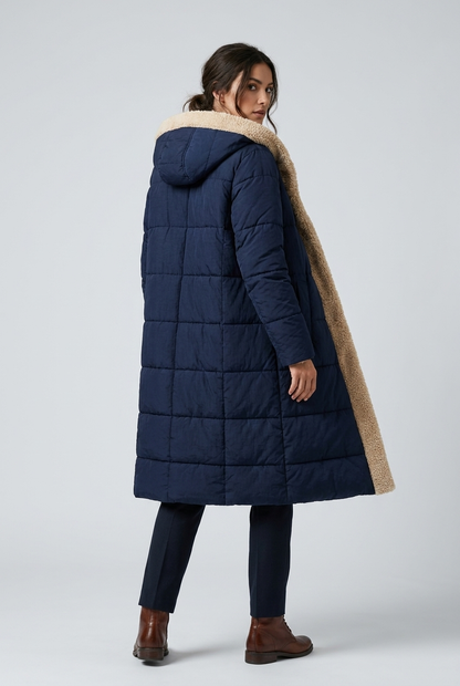 Emily | Women's Quilted Hooded Sherpa-Lined Coat