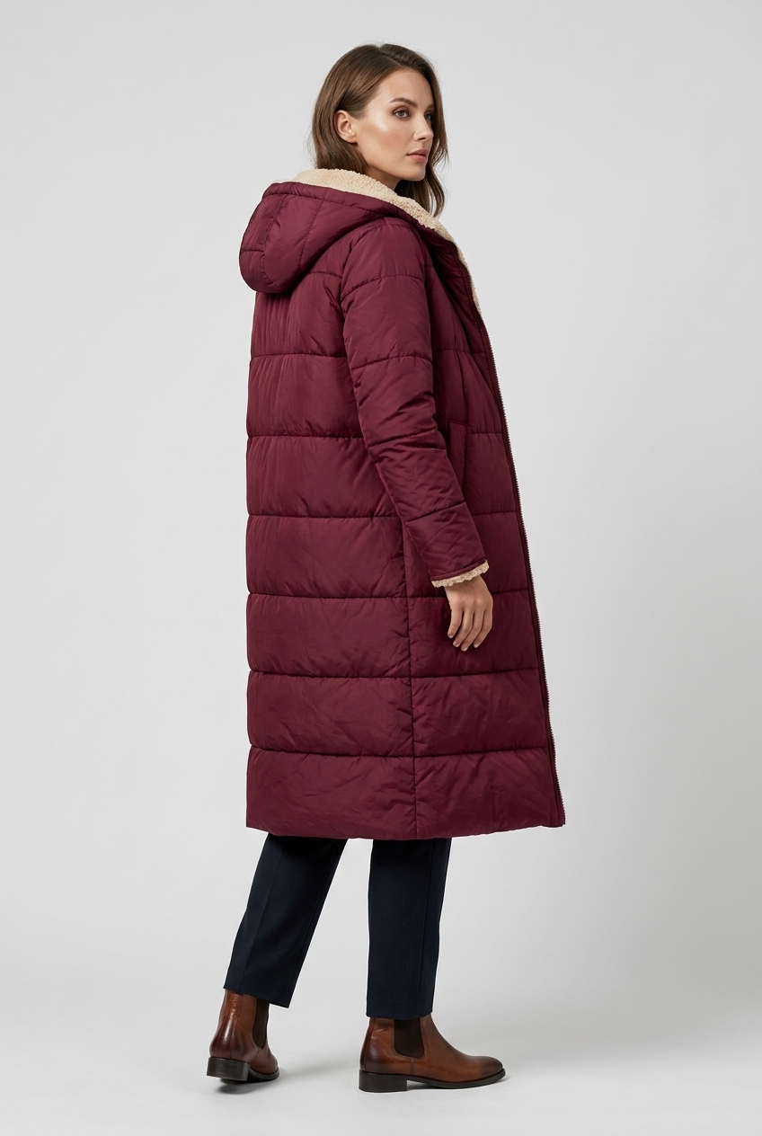 Emily | Women's Quilted Hooded Sherpa-Lined Coat