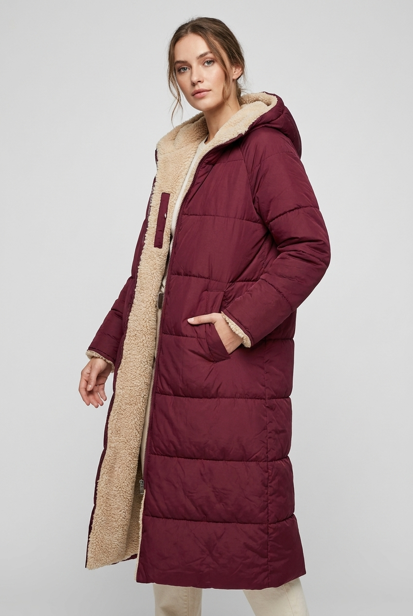 Emily | Women's Quilted Hooded Sherpa-Lined Coat