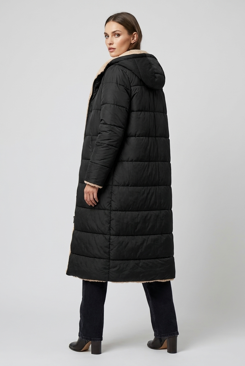 Emily | Women's Quilted Hooded Sherpa-Lined Coat