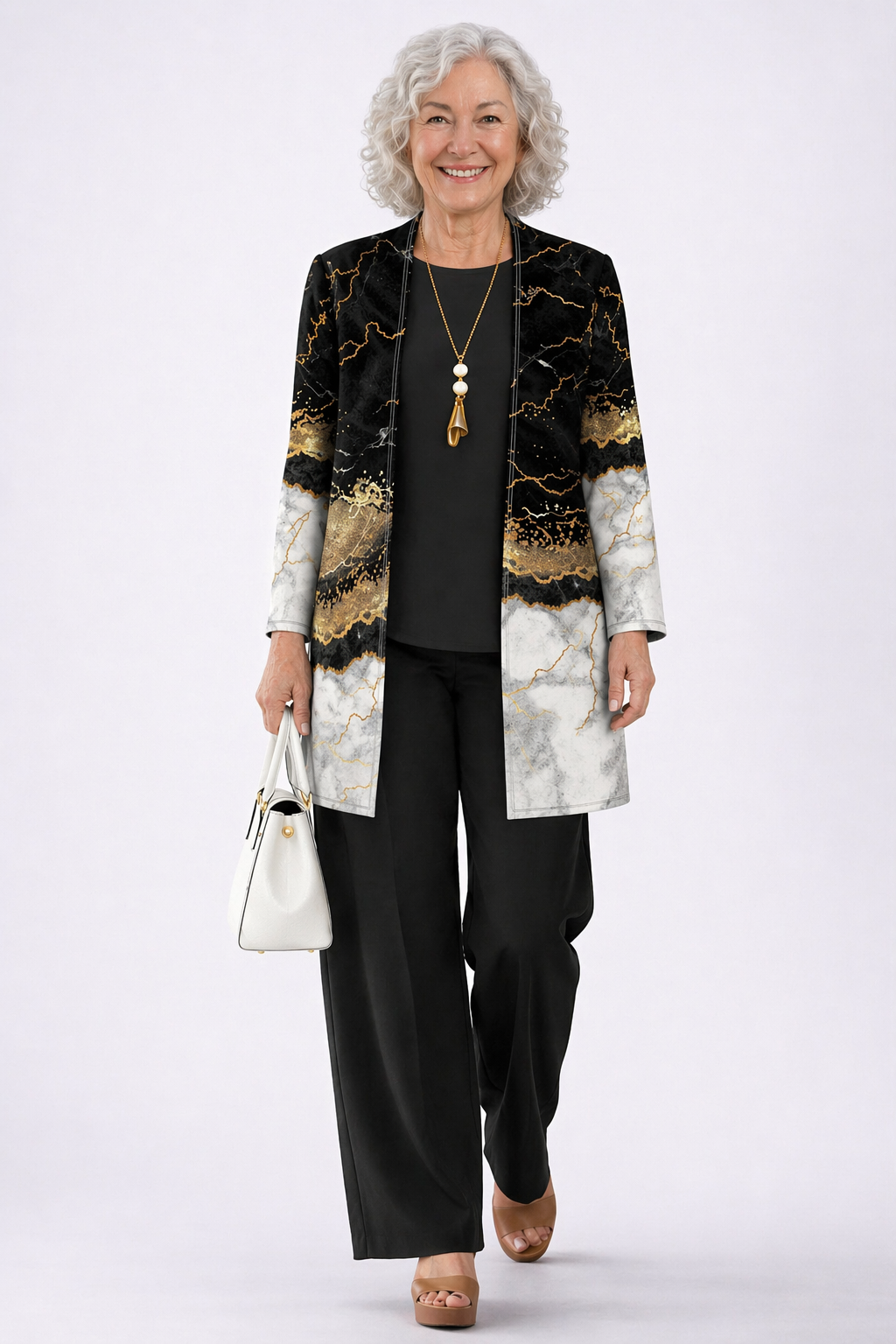 Esme | Women's Printed Open-Front Longline Cardigan