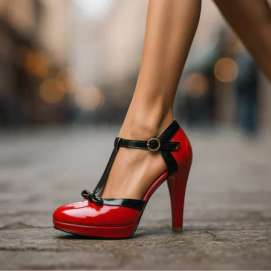 Evie | Women's T-Strap Platform Elegant Heels