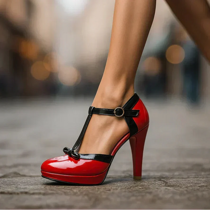 Evie | Women's T-Strap Platform Elegant Heels